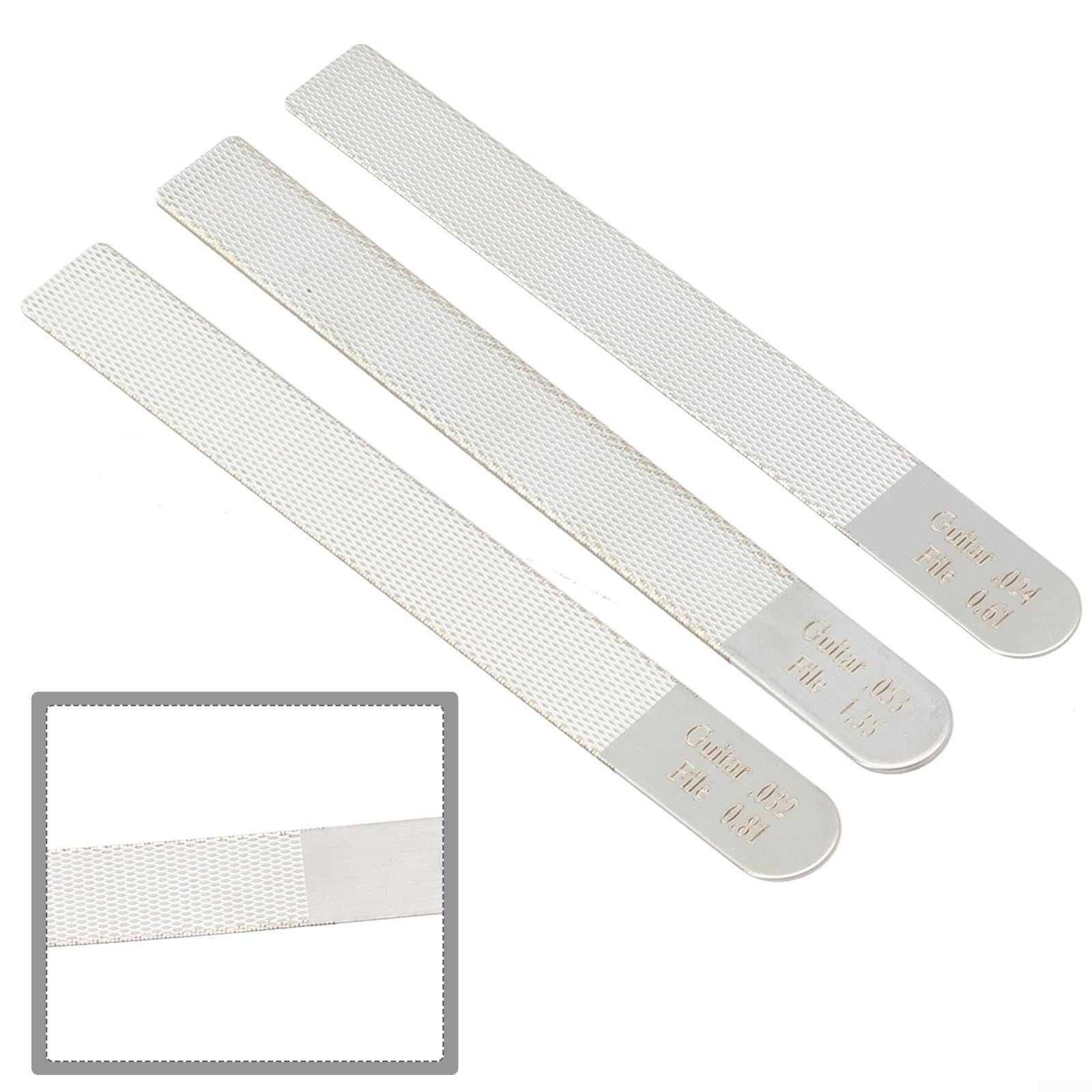 Juego de 3 limas de tuerca de guitarra, kit de reparación de guitarra de acero inoxidable, kit de reparación de limas de traste de guitarra para la mayoría de guitarristas, luthiers, bajistas