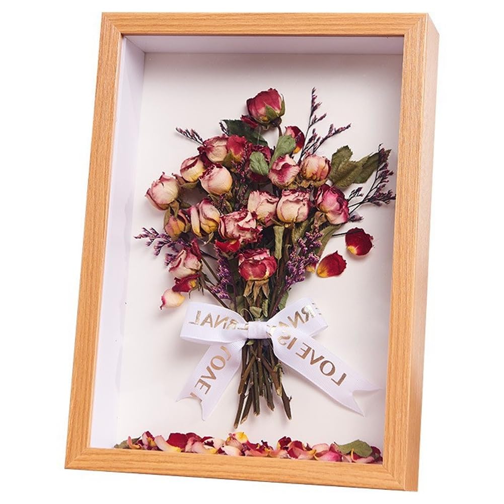 Cadre Déco Fait Main épaisseur 3cm Creux Fleurs Séchées – Fait Main, Personnalisable, Décoration Intérieure élégante (30x40 Cm) Cadre Photo 3D