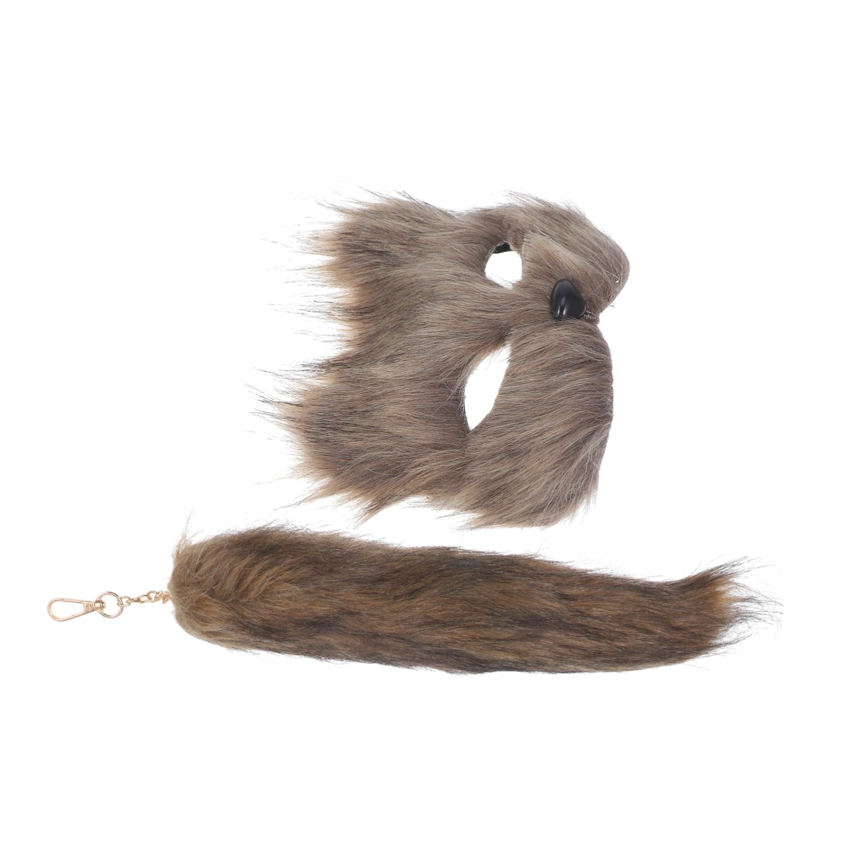 TOGEVAL 1set Mask and Tail Fluffy Halloween Costume Prop for Women Adorable Animal Mask for Cosplay for Themed Parties and Festivals Grey Accessory