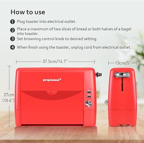 Miniatura 2 de Tostadora de ranura larga de 2 rebanadas con 6 ajustes de sombra, bagelcancelar, ranuras extra anchas, bandeja de migas extraíble, para bagels,