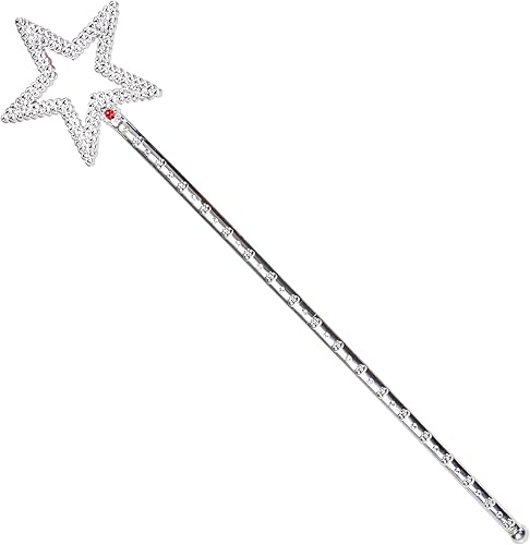 JOYIN Paquete de 12 varitas de estrella varitas de ángel de princesa plateadas de 13 pulgadas varitas de hadas para Halloween niñas y niños