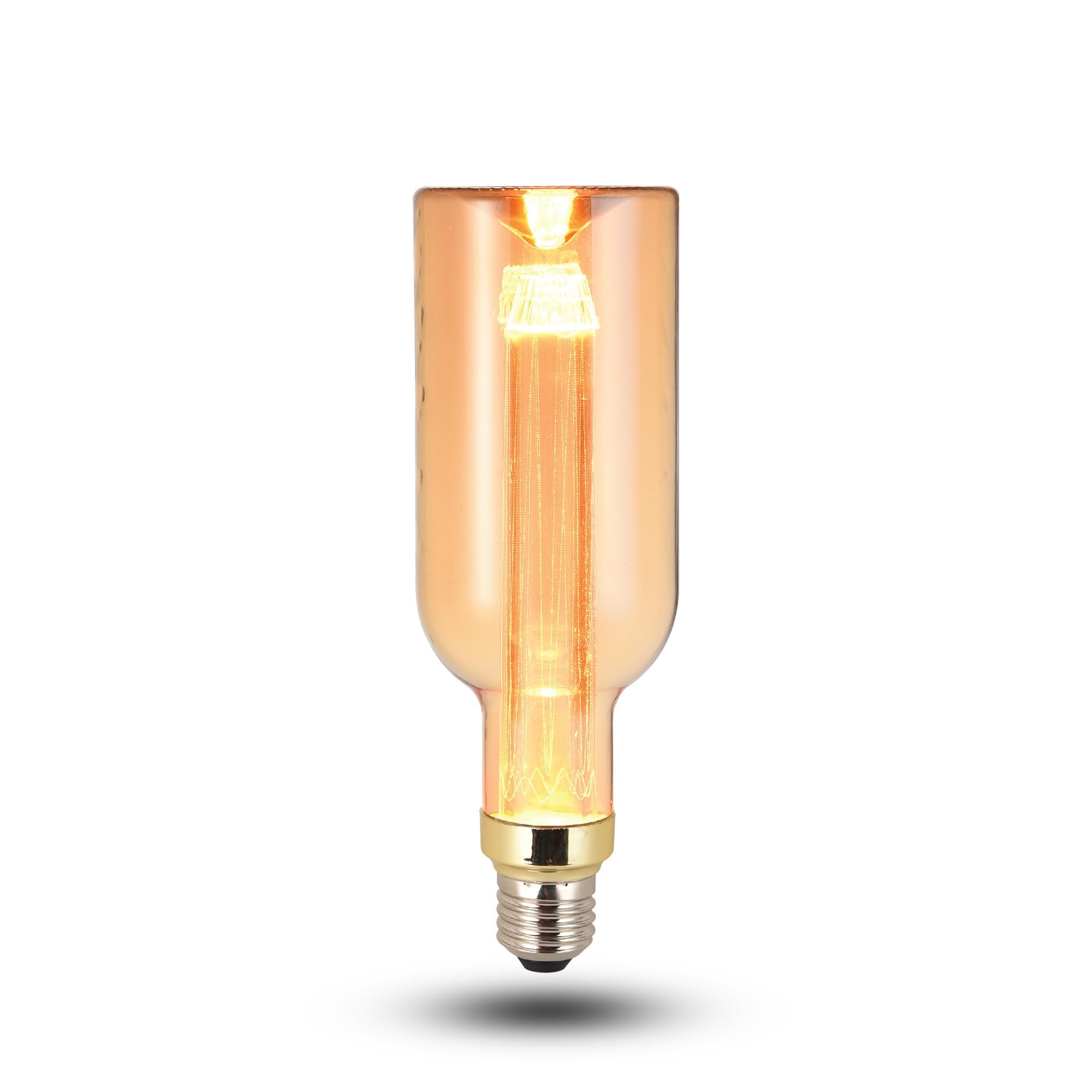 DC VOLTAGE LED Filament Light Bulb, E27 Edison Base Bottle Shape 3W Bulb, Vintage Tubular Screw Light Bulb, Non Dimmable Decorative Bulbs No Flicker Amber Glass Warm White, E27 Screw Bulb (Style 5)