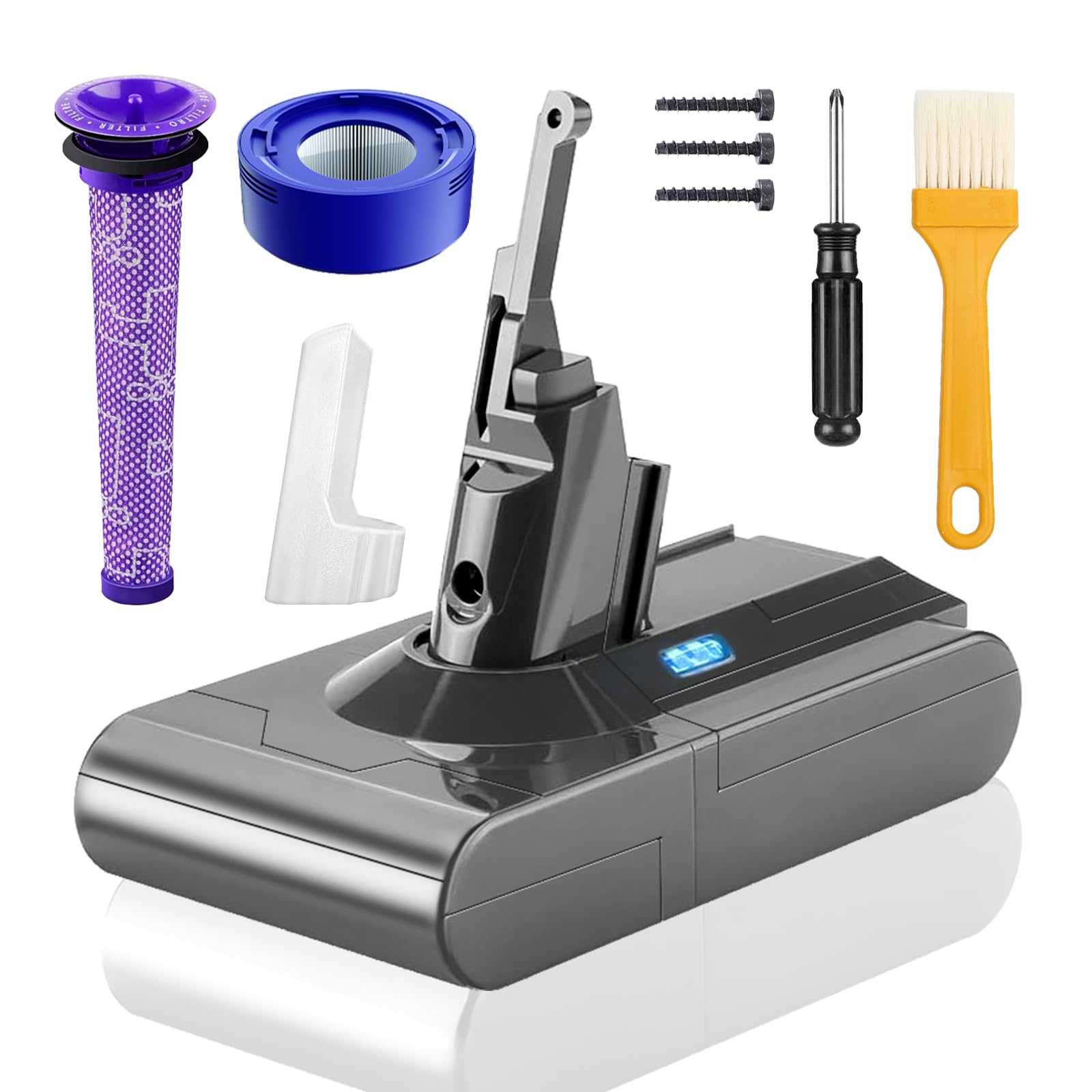 V8 akumulator do Dyson, 7200 mAh V 8 SV10, akumulator litowo-jonowy do odkurzacza ręcznego Dyson V8 Absolute/Animal/Fluffy/Motorhead Exclusive z 2 filtrami i 3 śrubami