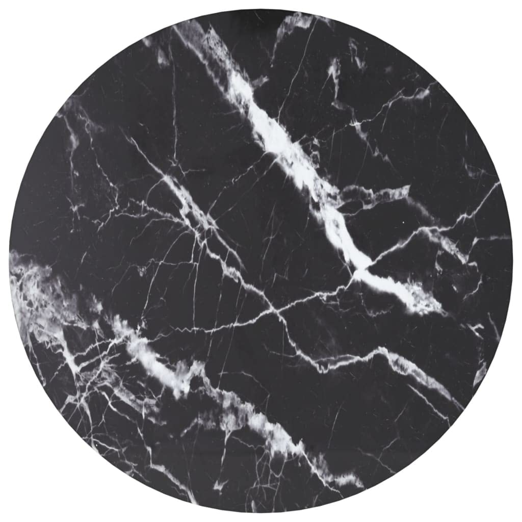 Dessus de Table Diamètre 50x0,8 cm Verre Trempé avec Design Marbre Noir et Blanc Plateau de Table Durable Plateau Bureau pour Salle à Manger Restaurants Mariages Cafés Barbecues Fêtes