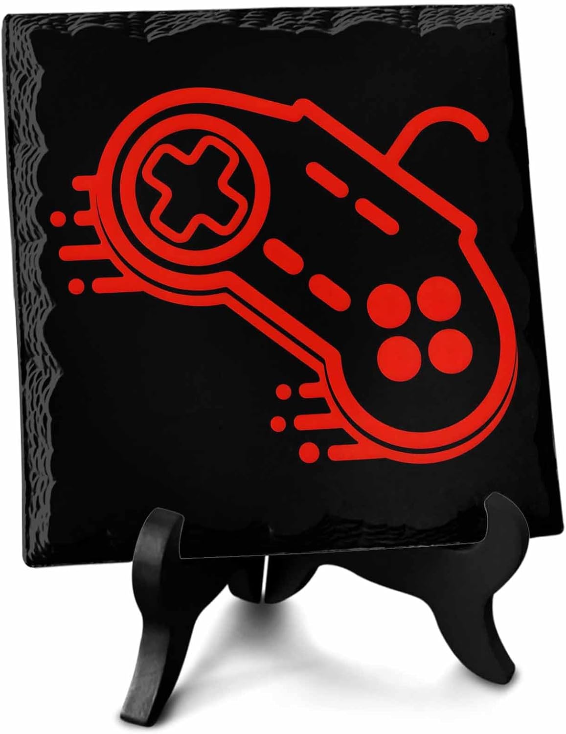 Video Game, Ceramic Plaque Table Decorations Sign, Red Gamepad Games Controller Gamer Black Desk Decor Sign - Memorial Gifts for Home Office Party