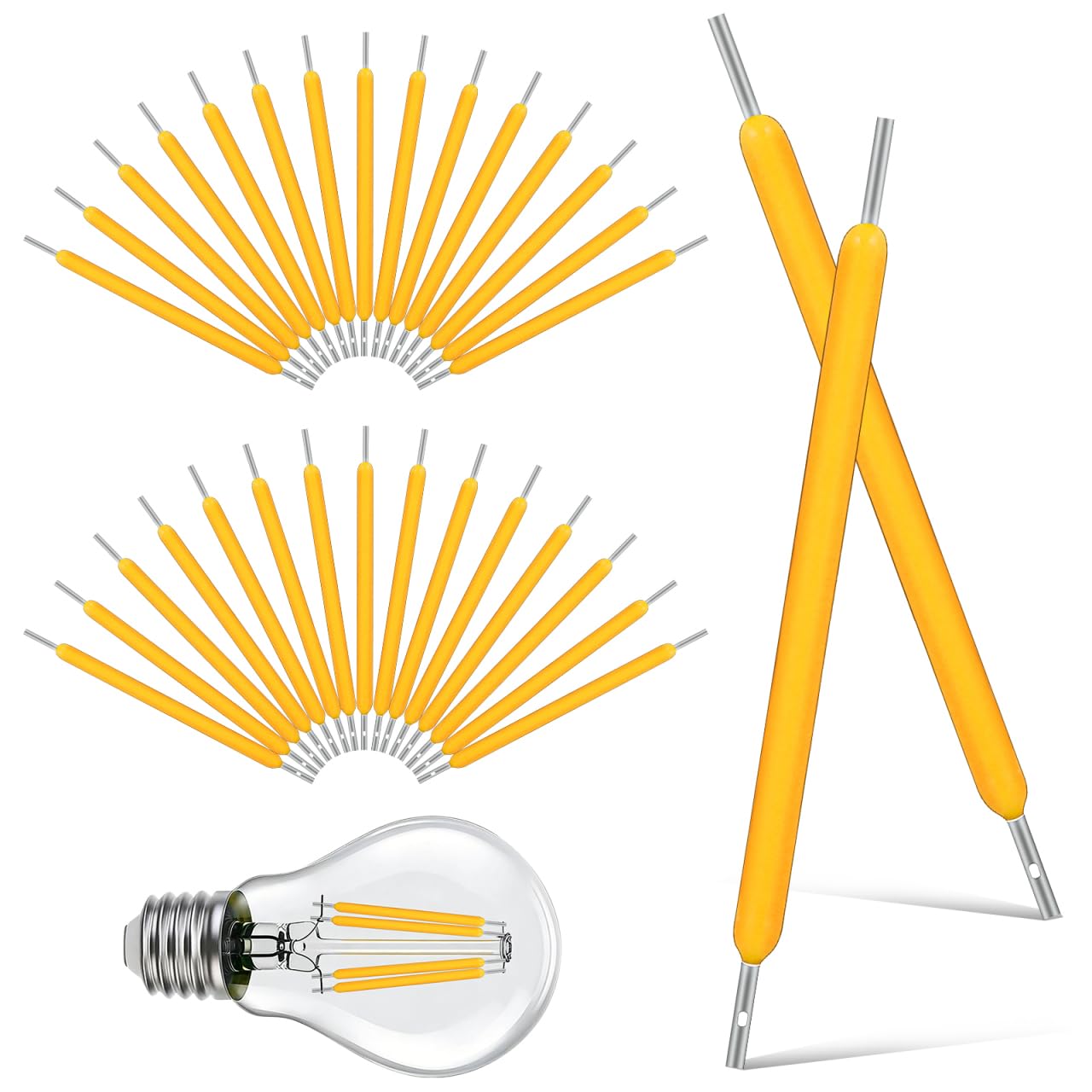 Hemobllo 50 pezzi di filamento LED 2700 K luce calda ricambio – 3 V 120 Ma accessori per progetti fai da te, illuminazione per casa e ufficio