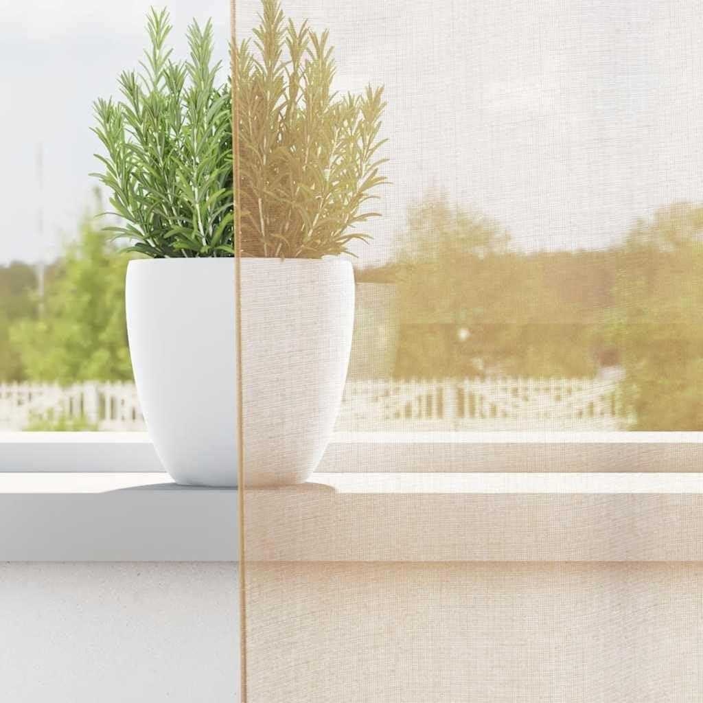 Voile Vorhänge mit Schlaufen 2 Stück Sandfarbe 140x225 cm, 100% Polyester Gardinen für Wohnzimmer Küche, Blickdichte, Waschbare Vorhänge, Schlaufenschal für Gardinenstangen