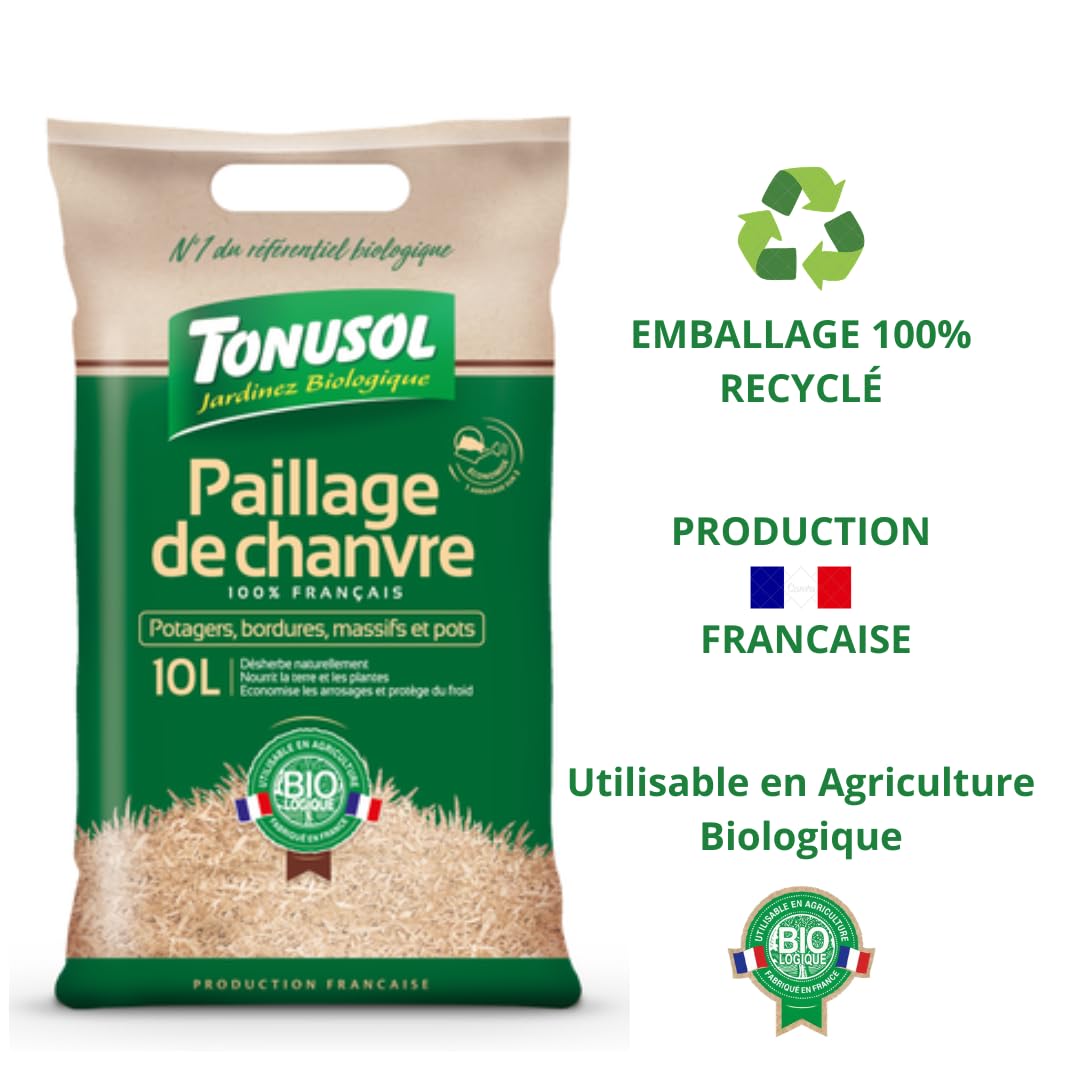 TONUSOL Paillis de Chanvre 100% Naturel 10L - Paillage Végétal