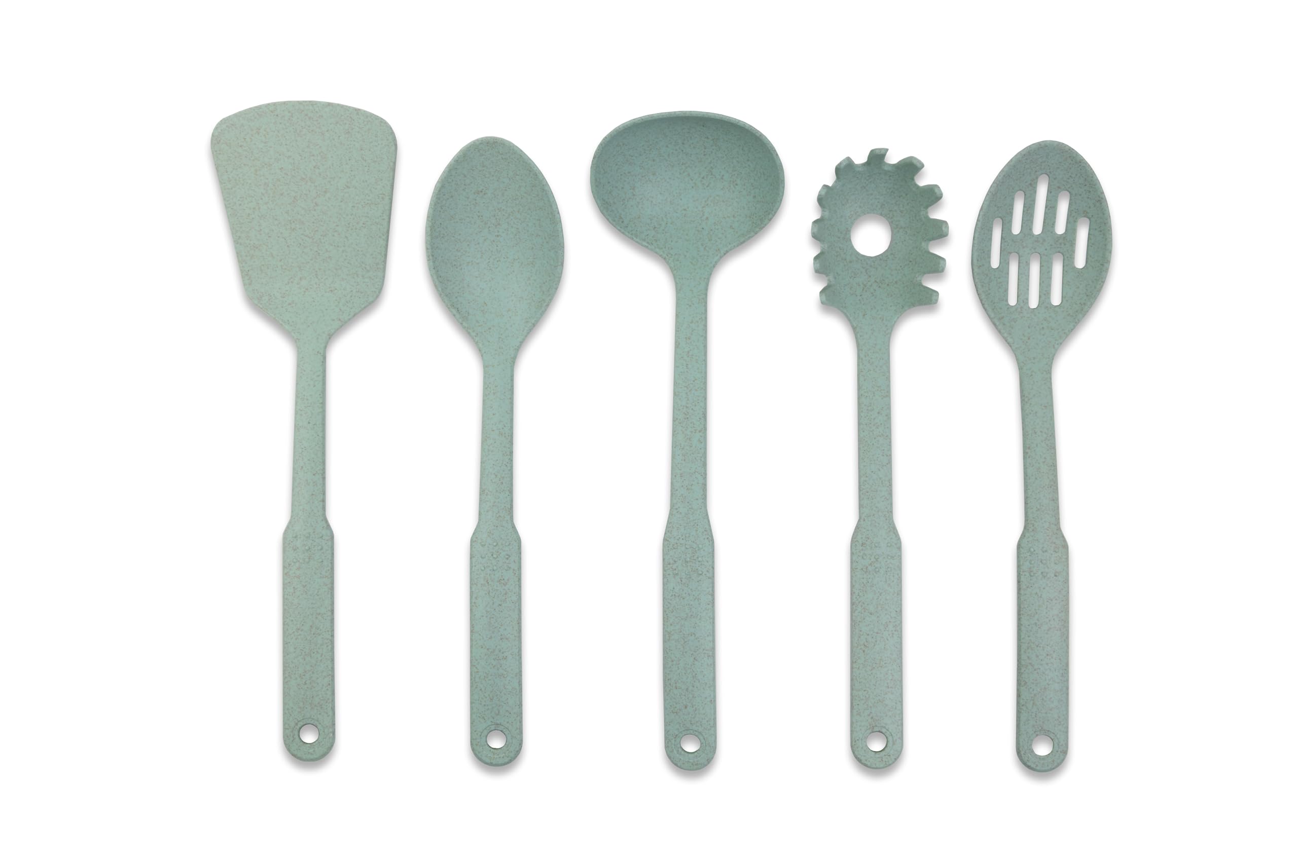 Lot de 5 ustensiles vert sauge ECO anti-rayures pour protéger vos poêles délicates