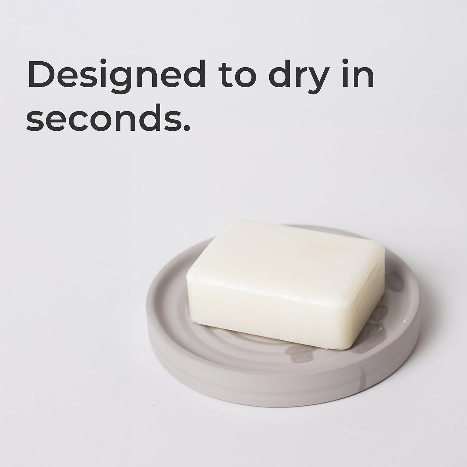 Diatomite Round Soap Dish & Soap Holder, Quick-Dry Drying Stone Bar Soap Tray with Ripple Pattern, Water-Absorbing Diatomaceous Earth Vanity Tray for Bathroom & Kitchen Countertop