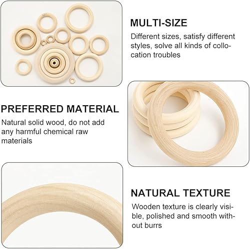Miniatura 3 de 10 anillos de madera sin terminar de 3.937 in para manualidades, anillos de madera maciza natural de 4 pulgadas de diámetro para manualidades sin
