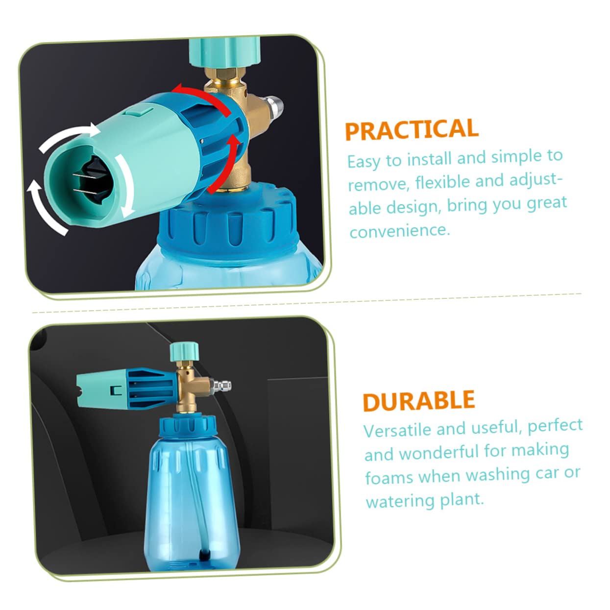 FONDOTIN Adjustable Car Foams Connector High Pressure Sprayer Car Washer Power Washer