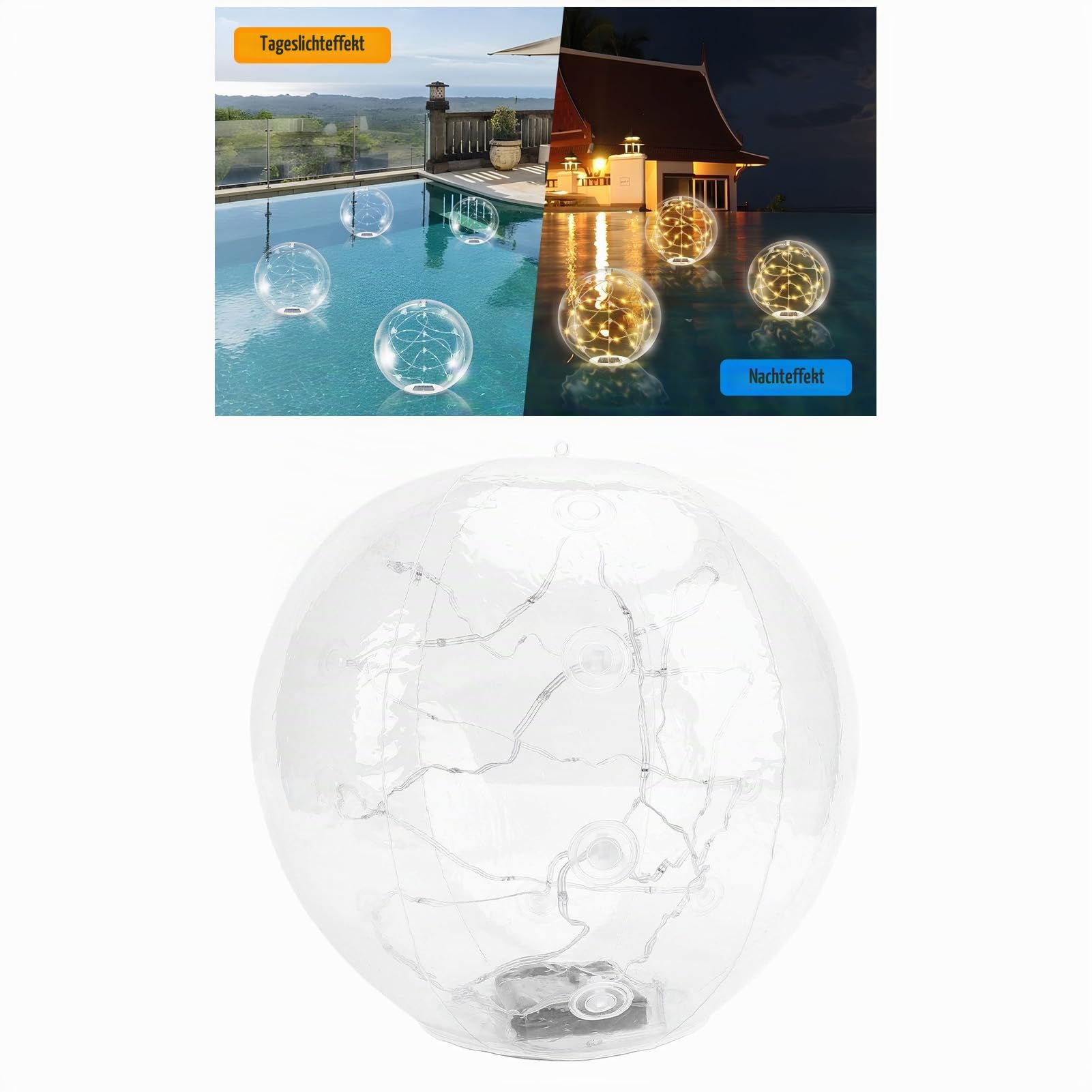 Asixxsix Schwimmende Solar-Pool-Lichter, Aufblasbare Pool-Bälle, die Im Dunkeln Leuchten, Schwimmende Bälle, IP68 Wasserdicht, mit Fernbedienung, Outdoor-Pool-Party-Dekorationen, Rasen