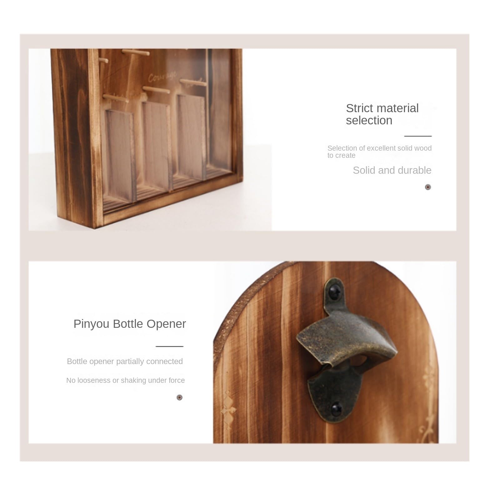 Sacacorchos Abridor de Botellas Pared Madera Maciza con función magnética for Cocina y Bar Herramienta Cocina(Bruin)