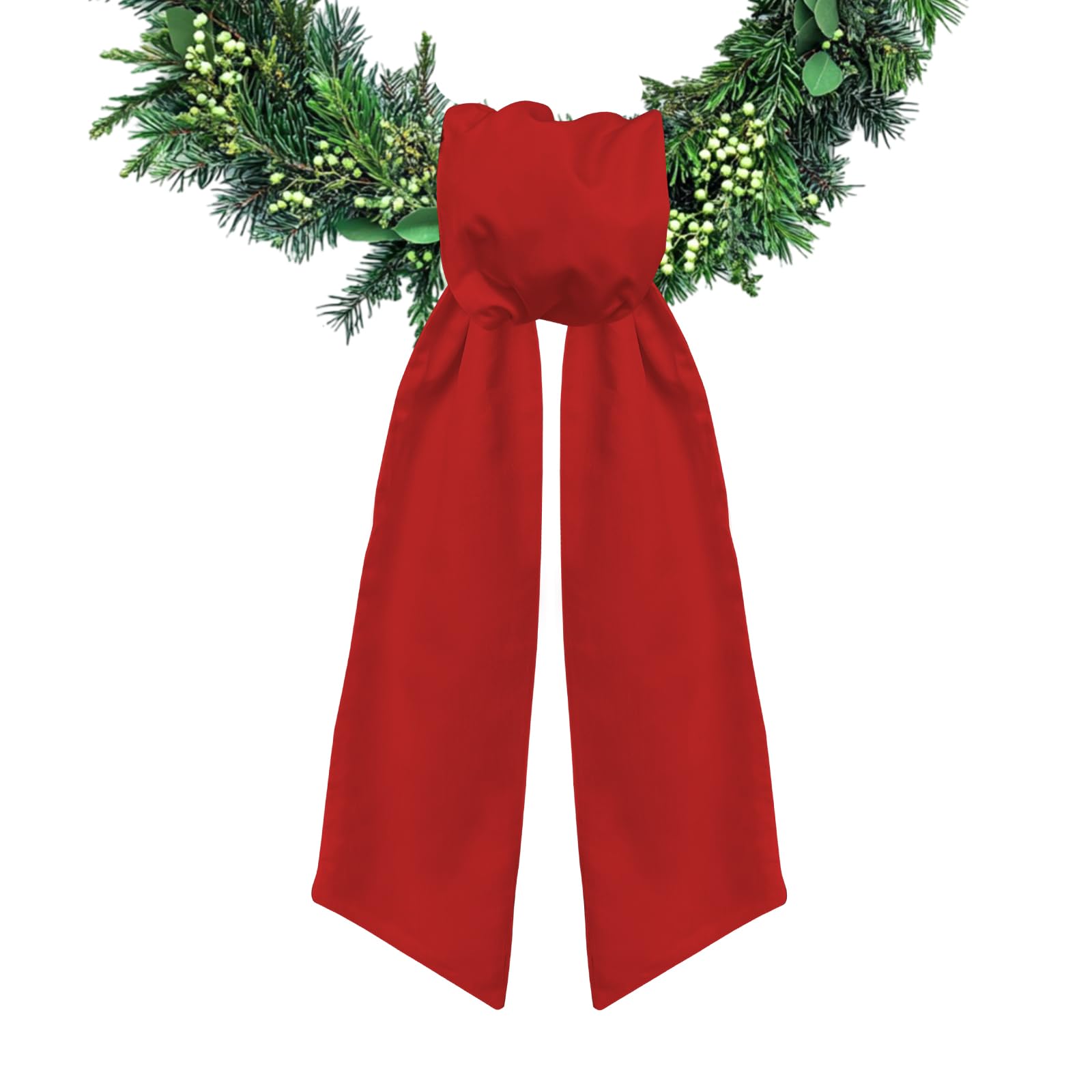 Ftuuo Dark Red Wreath Sash for Front Door Solid Polyester Wreaths Satin Sash Burlap Garland Ribbon Accessories for Wreath Yard Doorway Indoor Outdoor Bow Bridal Shower Home Decor,5.1 x 54.3