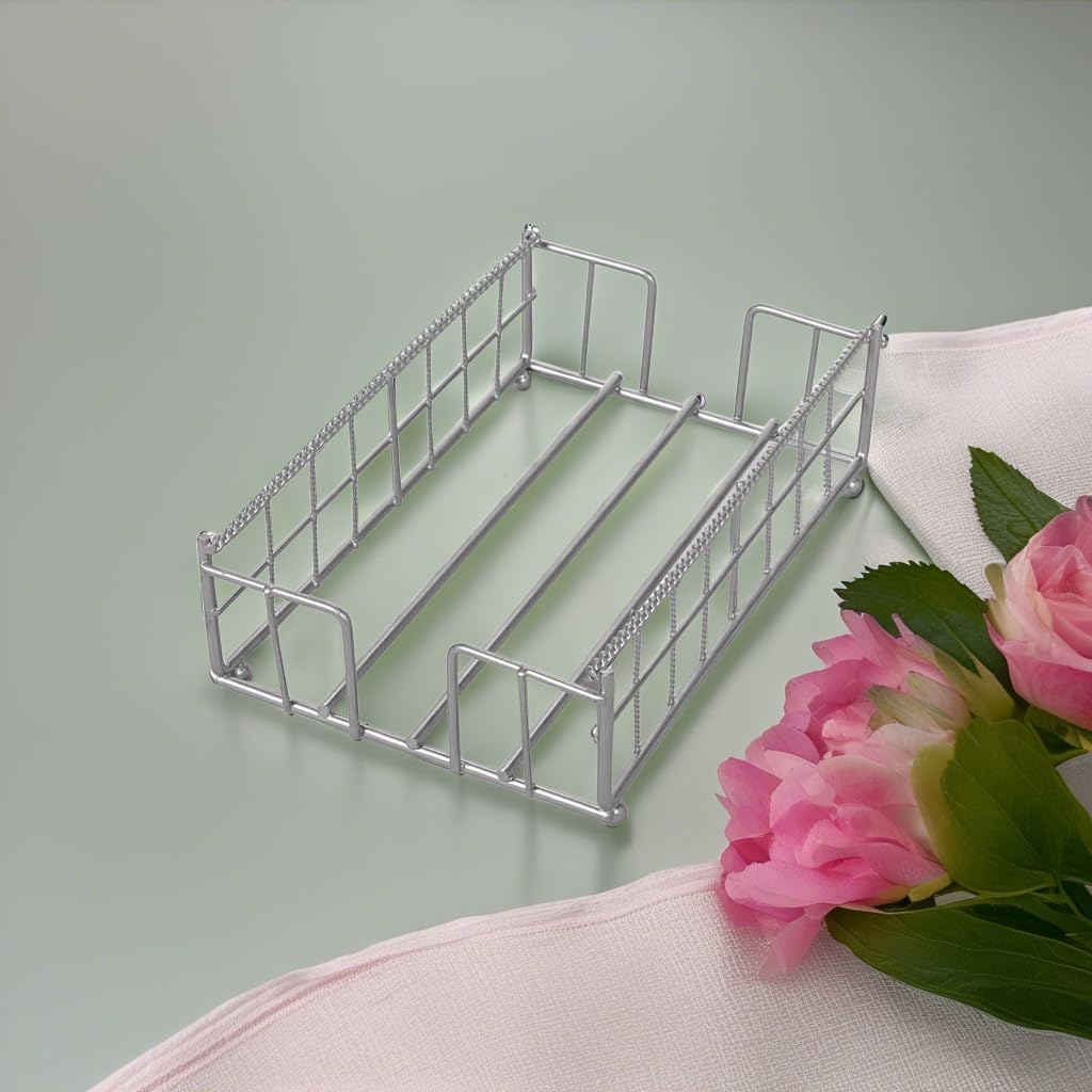 Elegant Silver Guest Towel Caddy - 8.25"H x 5"W x 2.25"D (1 Pc.) - Space-Saving, Premium Metal Design - Perfect for Events