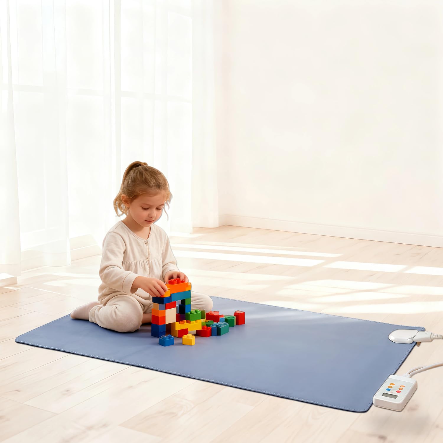 Heated Mats Floor, Heated Rug Mat with Adjustable Temperature 12 Hour Timer, Electric Heated Carpet, Heated Floor Pad for Yoga (20x39inch/50x100cm)