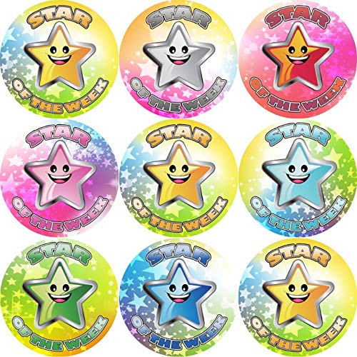 144 Star of the Week 30 mm Reward Stickers for School Teachers, Parents, Nursery