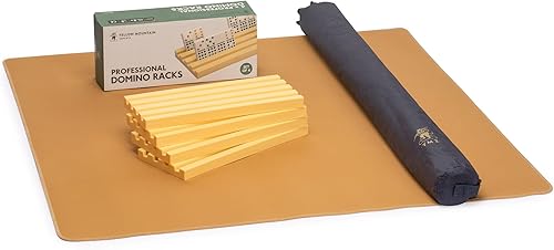 Yellow Mountain Imports Domino Games Bundle Estantes y bandejas para pies de pollo, tren mexicano y juegos de dominó (juego de 4) y cubierta de