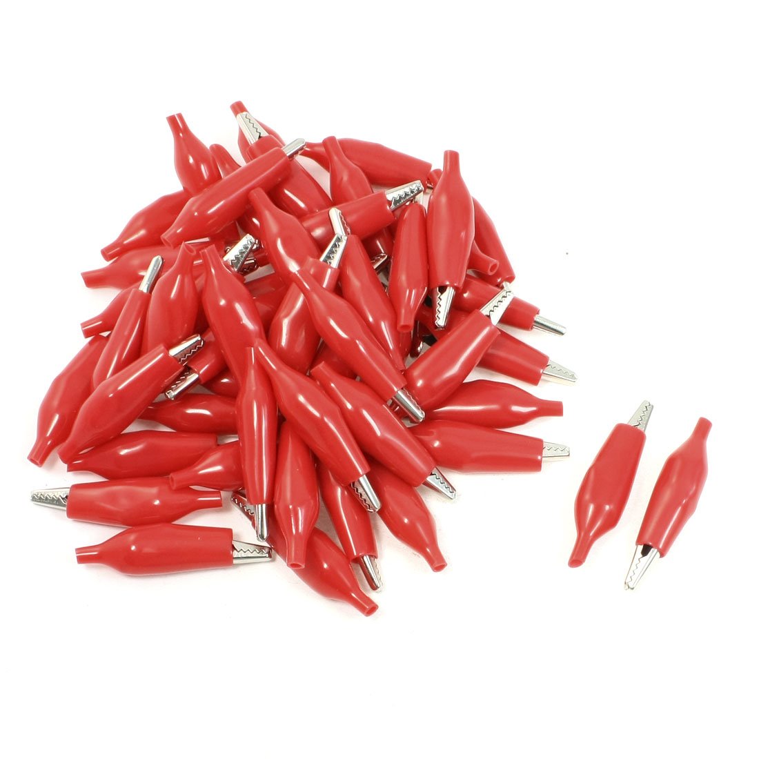 Aexit Red Boot Electrical Testing 45mm Length Electric Test Probe Alligator Clips Voltage Testers 50 Pcs