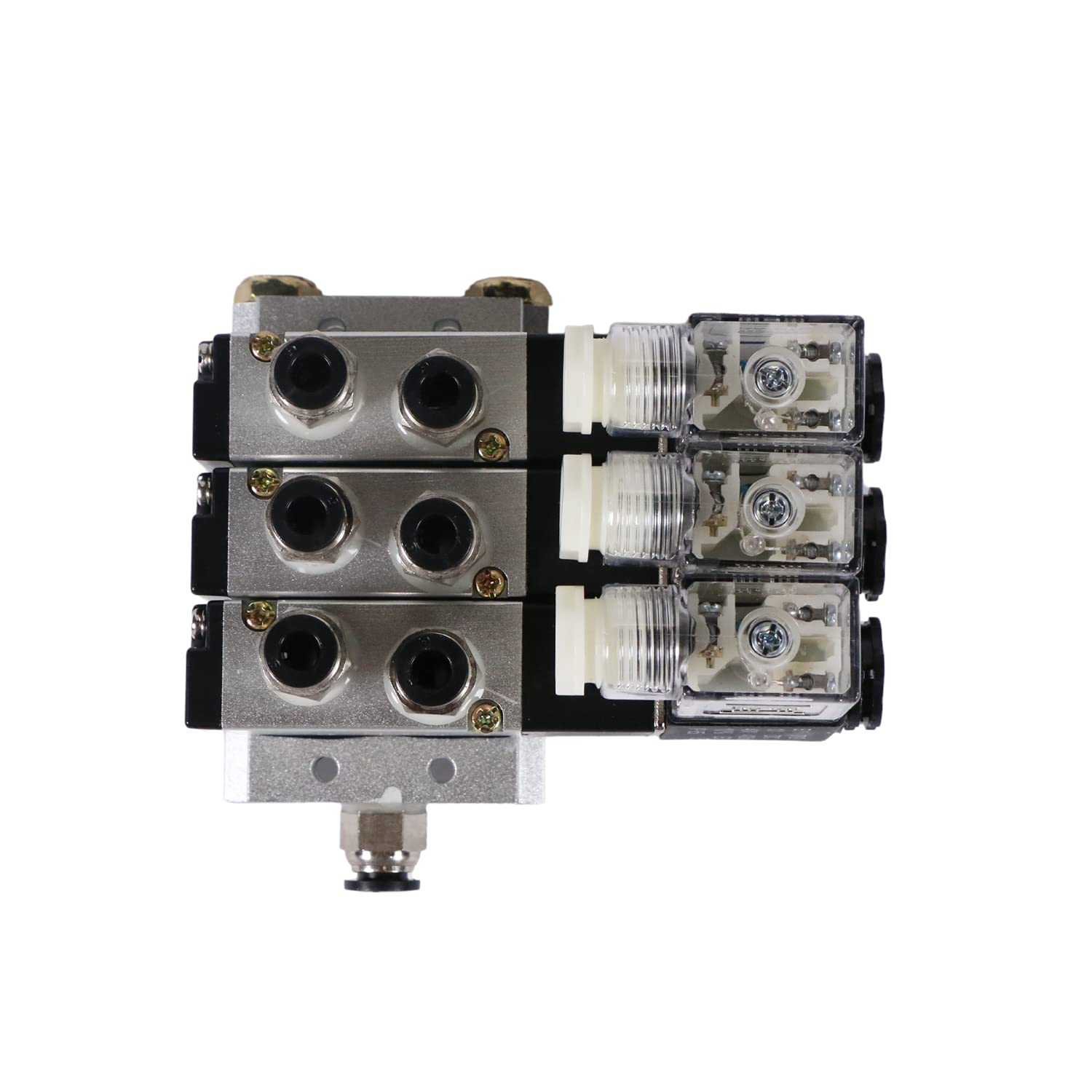 U.S. Solid 4V210-08 3 válvulas solenoides neumáticas 2 posiciones 5 Way Manifold Base, DC 12V
