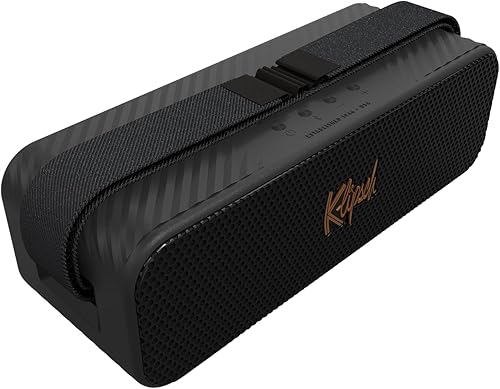 The Klipsch Detroit Portable Bluetooth Speaker with Dual 1" tweeters and 3" woofers, IP67 dust and Waterproof Rating, 20 Hours of Playtime for a Premium Live Concert Experience