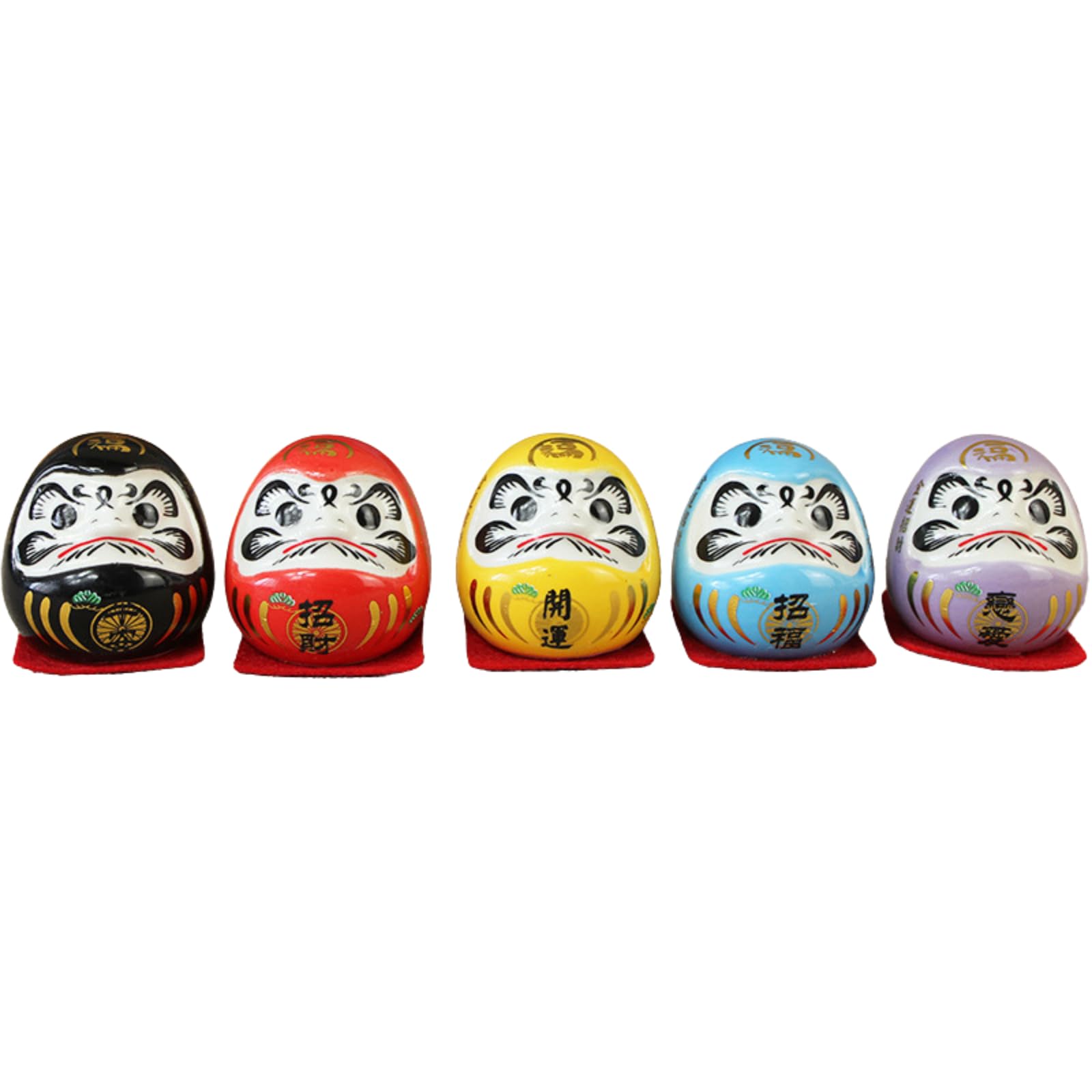 Daruma Mini Ceramic Set – 5 Lucky Figurines