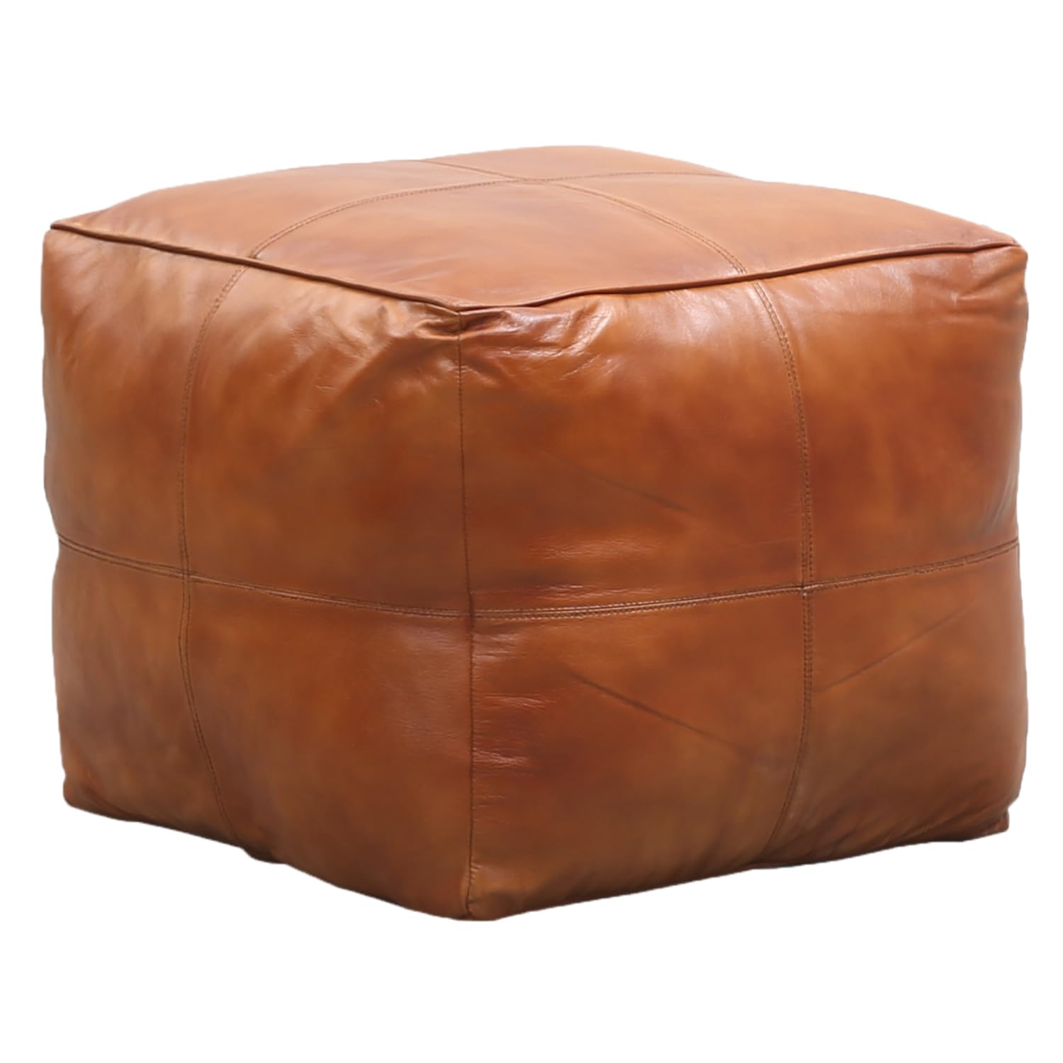 Vintage Sitzpouf Fjord modern Sitzkissen aus Leder in Braun 45 cm | Echtes Leder, Inklusive Füllung, Pouf Sitzhocker, Fußhocker Sitzsack, Skandinavische Deko