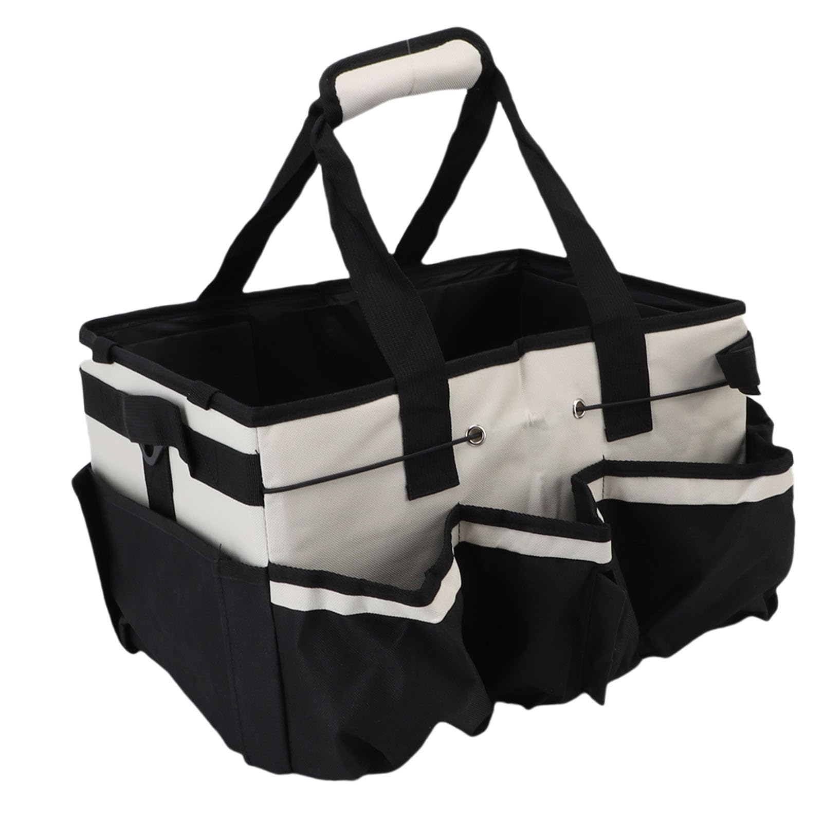 Sac rangement outils nettoyage portable à bretelles et compartiments modulables