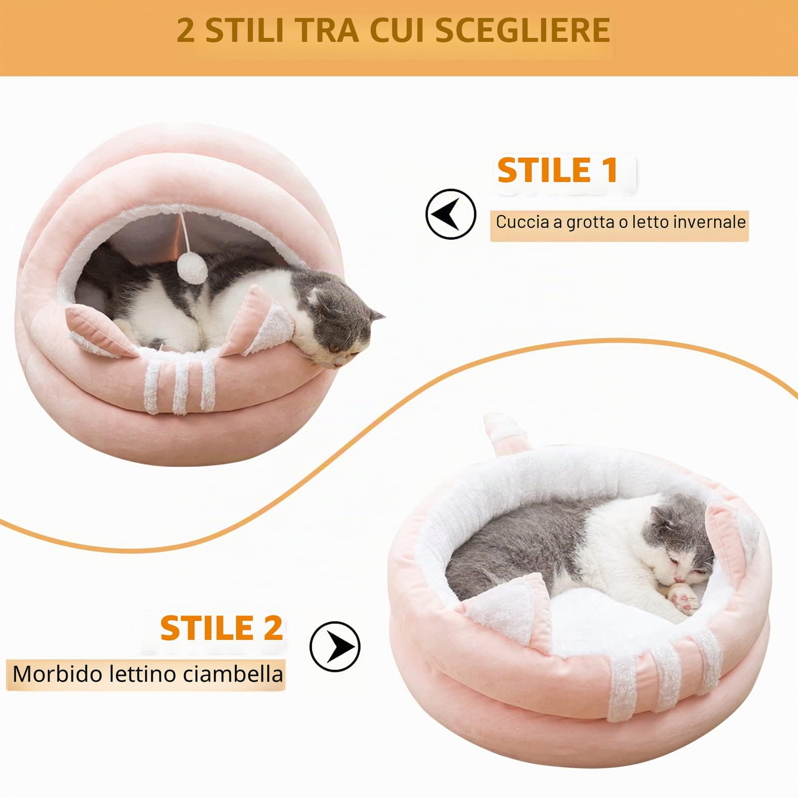PETCUTE Cuccia per Gatti,Letto per Cani,Caldo Morbido Peluche Cuccia Gatto Cane per Grande Media Piccola Cani e Gatti,Lavabile Cuscino Letto di Gatto con Fondo Antiscivolo