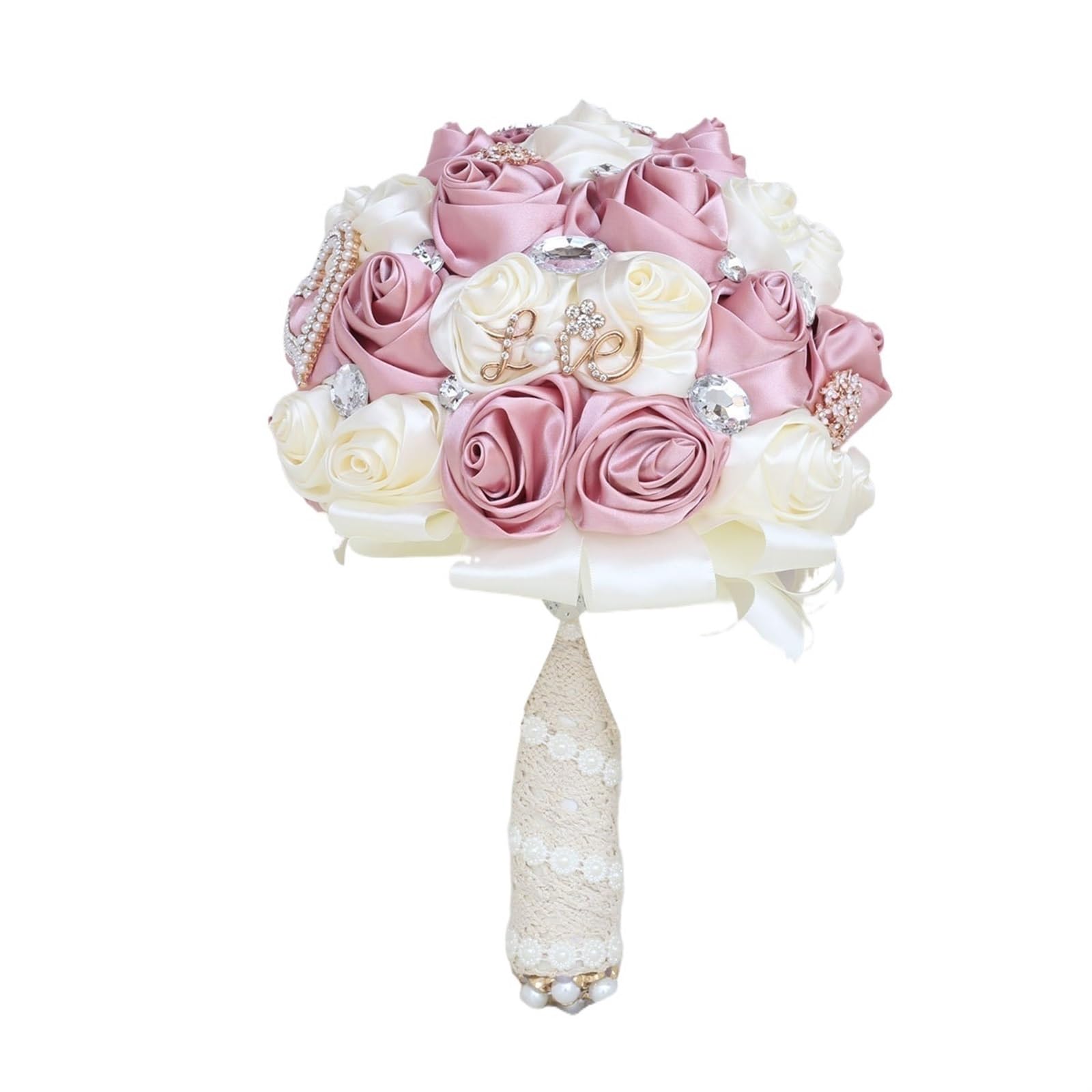 ZGCrumphant Artificial Wedding Bouquet Handmade Satin Rose Bouquets Vintage Bridal Tossing Bouquet for Wedding Decor(Color3)