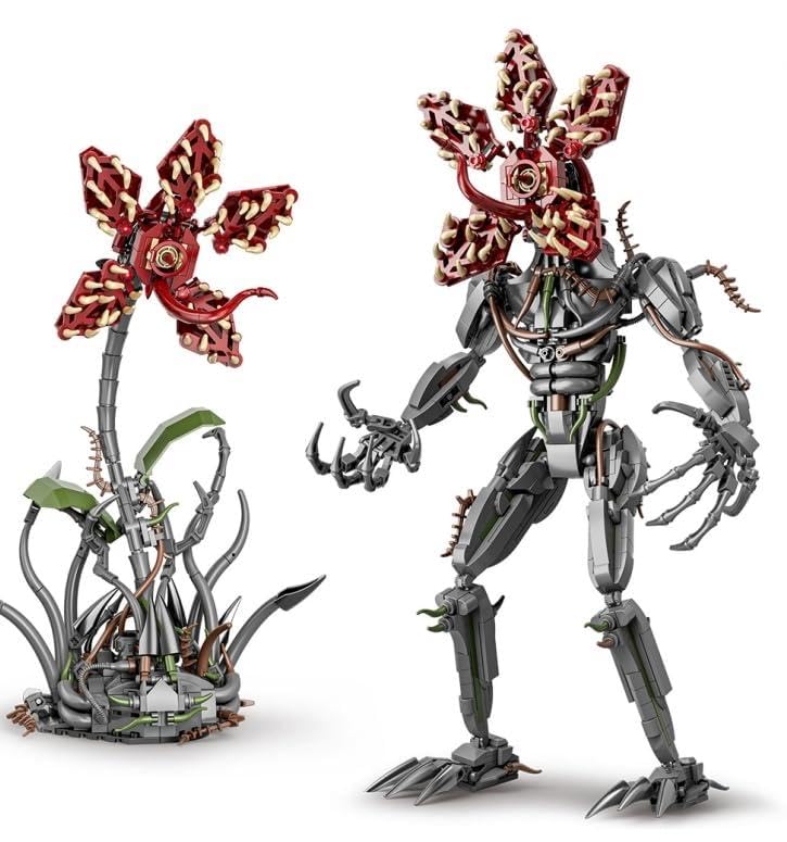 Image of 2-in-1 Strange Cannibal Flower Building Block Set 858 Pcs Botanical Monster Action Figure for Adults & Teens Sci-Fi Horror Creature Model Kit Unique Halloween Room Desk Decor Gift