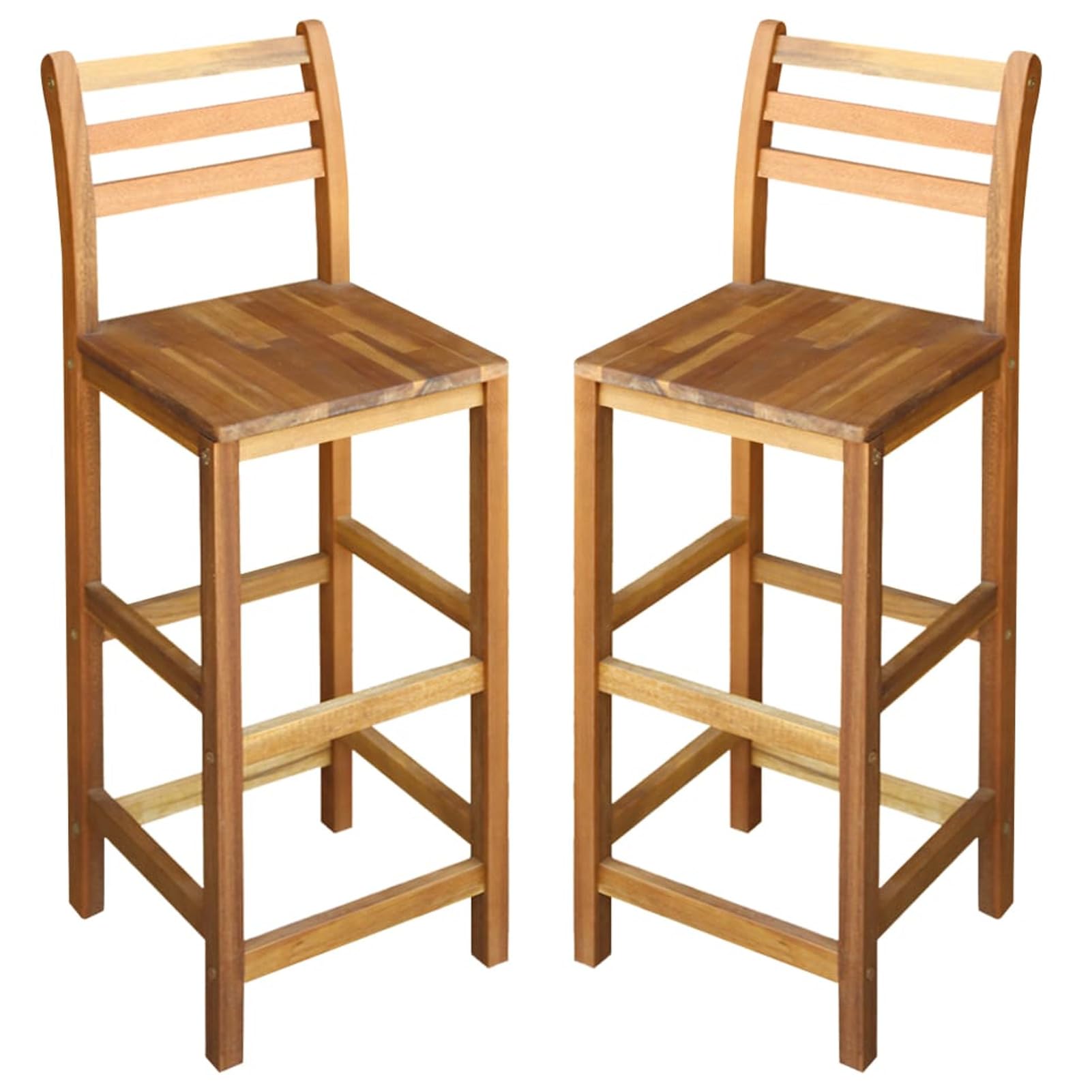 Homgoday Lot de 2 tabourets de cuisine en bois massif d'acacia pour petit déjeuner, salle à manger, cuisine, bar