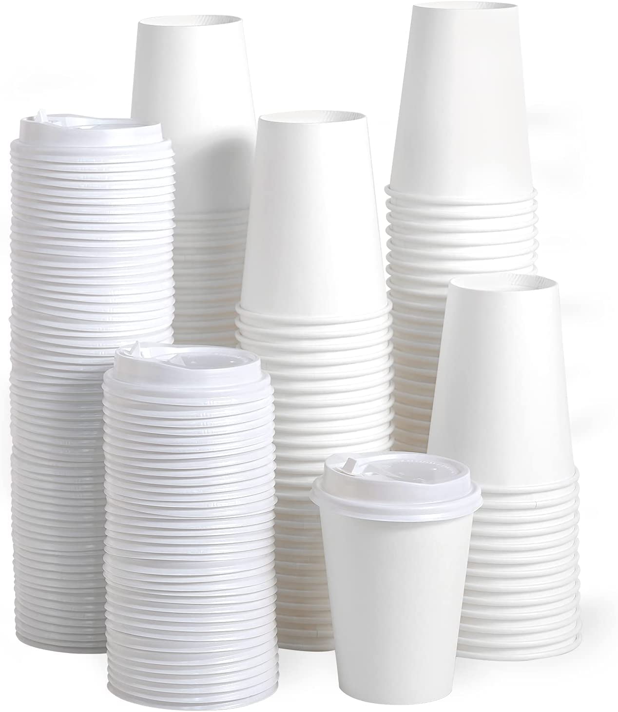 Streetfood Packaging Biodegradable Packaging that fits your budget 8oz Disposable White Hot Paper Coffee Cups with Black Lids [8oz, 50 Sets with White Lids]