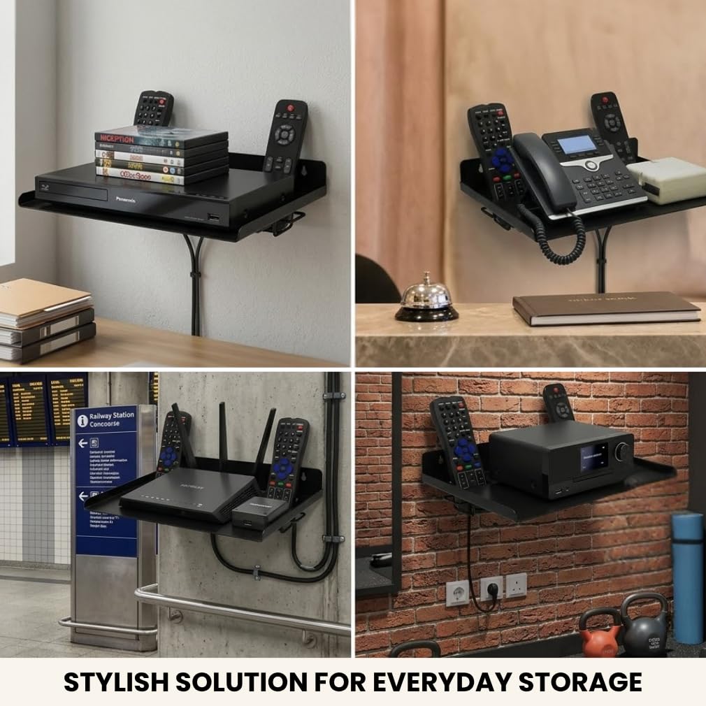 D&V Engineering Set top Box Stand/wall Mount Stand/Heavy Duty Wall & Ceiling Mounts/Wall Mount Shelf for DVD, Telephone, WiFi Router & Music Player (Standard) 3
