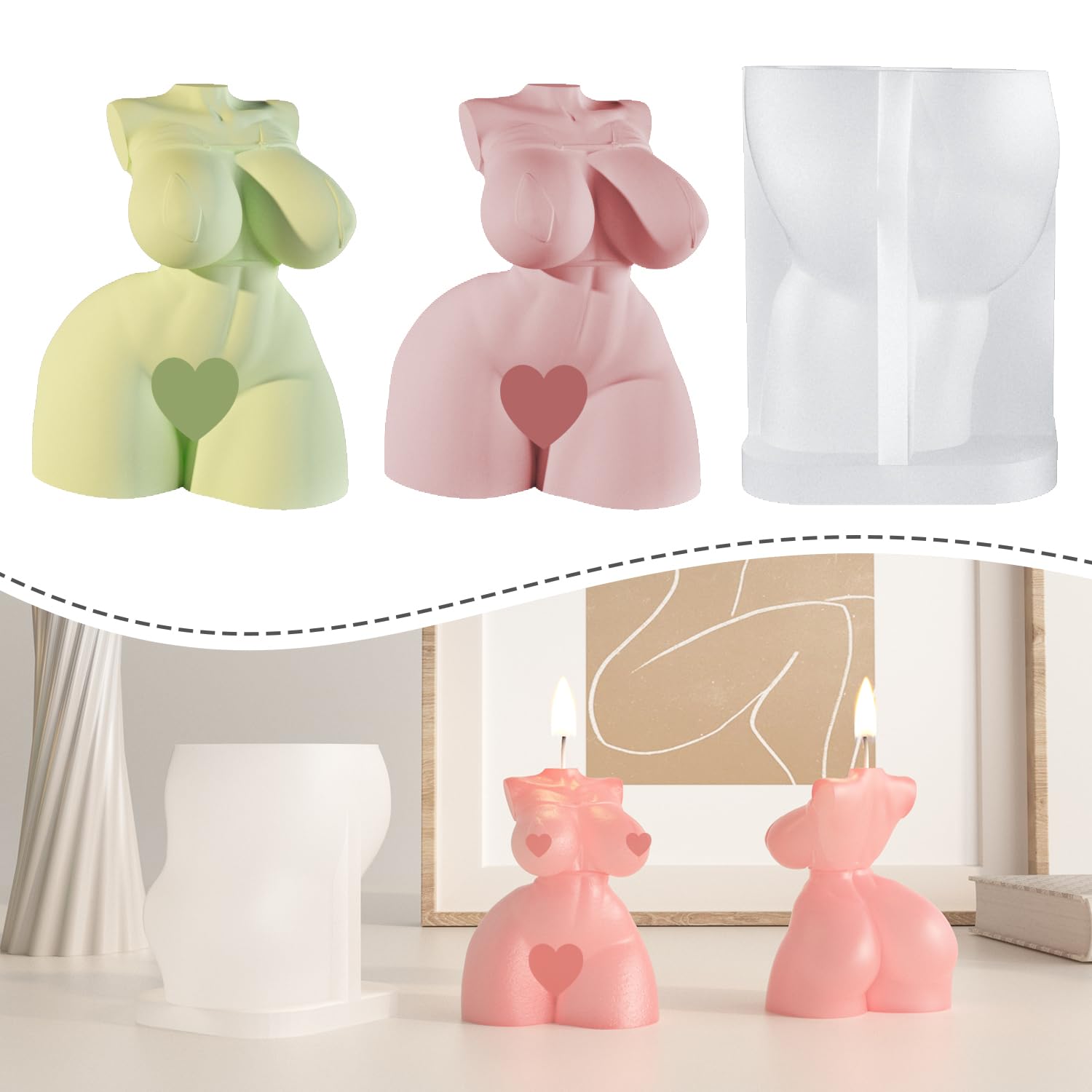 Amazon.com: Resin Go Women Torso Wax Melt Molds, Female Body Parts