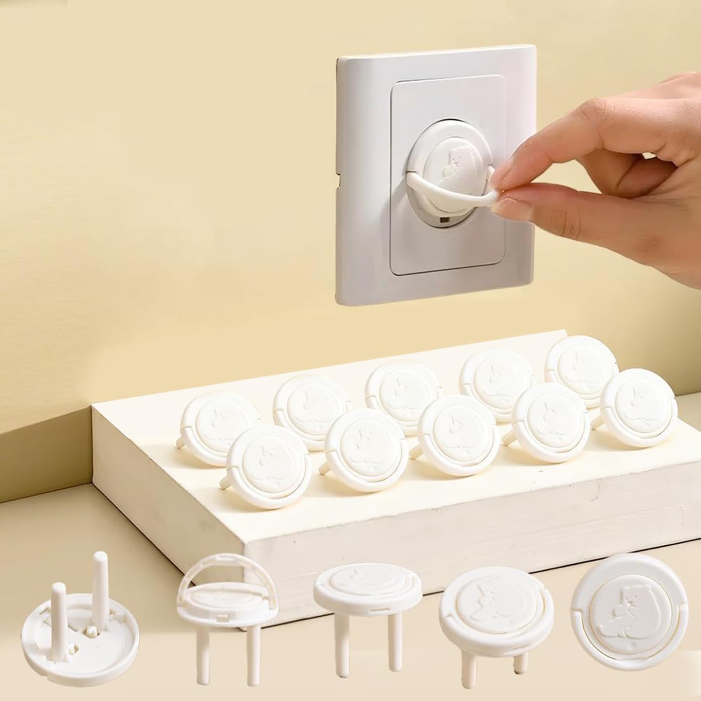 Paquete de 10 cubiertas de enchufe estándar europeo para niños, color blanco, protector eléctrico duradero, protector eléctrico de seguridad y cubiertas de enchufe, fácil instalación