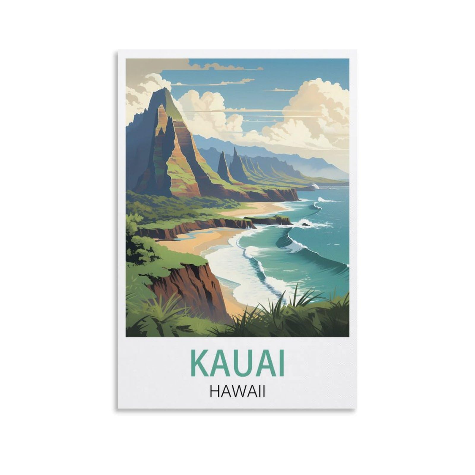 EZMLFA 5D Diamond Art Kits for Beginner,Kauai Hawaii,Diamond Art Kits Gem Cross Stitch Easy Kits for Beginner Crystal Art Crafts Home Wall Decor 50x60cm