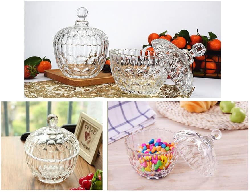 Miniatura 4 de Tarros de almacenamiento de vidrio transparente, tarros de corona de cristal con tapa de cristal, para galletas, galletas, azúcar, contenedores