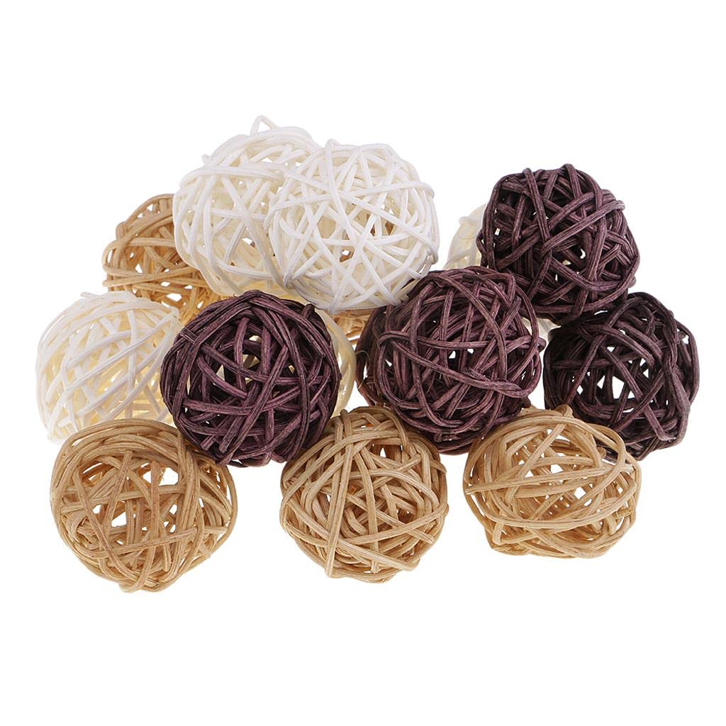 Wicker Rattan Balls Home Christmas Wedding Party Decorative Crafts 15pcs 3cm