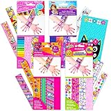 Girls Sticker Bracelet Making Kit for Kids Teens Adults - 32 Pc Bracelet Making Supplies Featuring Trolls, Shopkins, Sofia the First, and More Disney Princesses (Sticker Bracelet Making Kit for Girls)