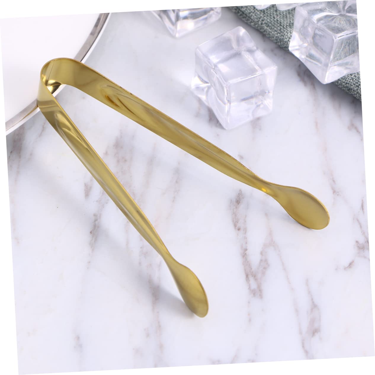 AUTSUPPL 6pcs Practical Stainless Steel Ice Tongs for Sugar Appetizers Cookies Golden Food Clamp for Home Store Bar Use Easy to Clean Dishwasher Safe