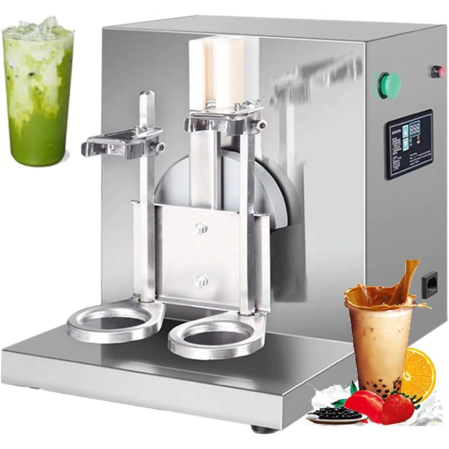 UofZc Milkshake Maker Machine, Electric Double Frame Milk Tea Shaker with Timer (0-120s), Includes 2 Cups, for Boba Shop and Coffee Station