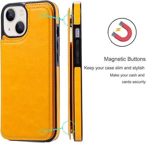 Miniatura 5 de Funda tipo cartera compatible con iPhone 13, funda protectora delgada con tarjetero, piel sintética de alta calidad con ranuras para tarjetas con