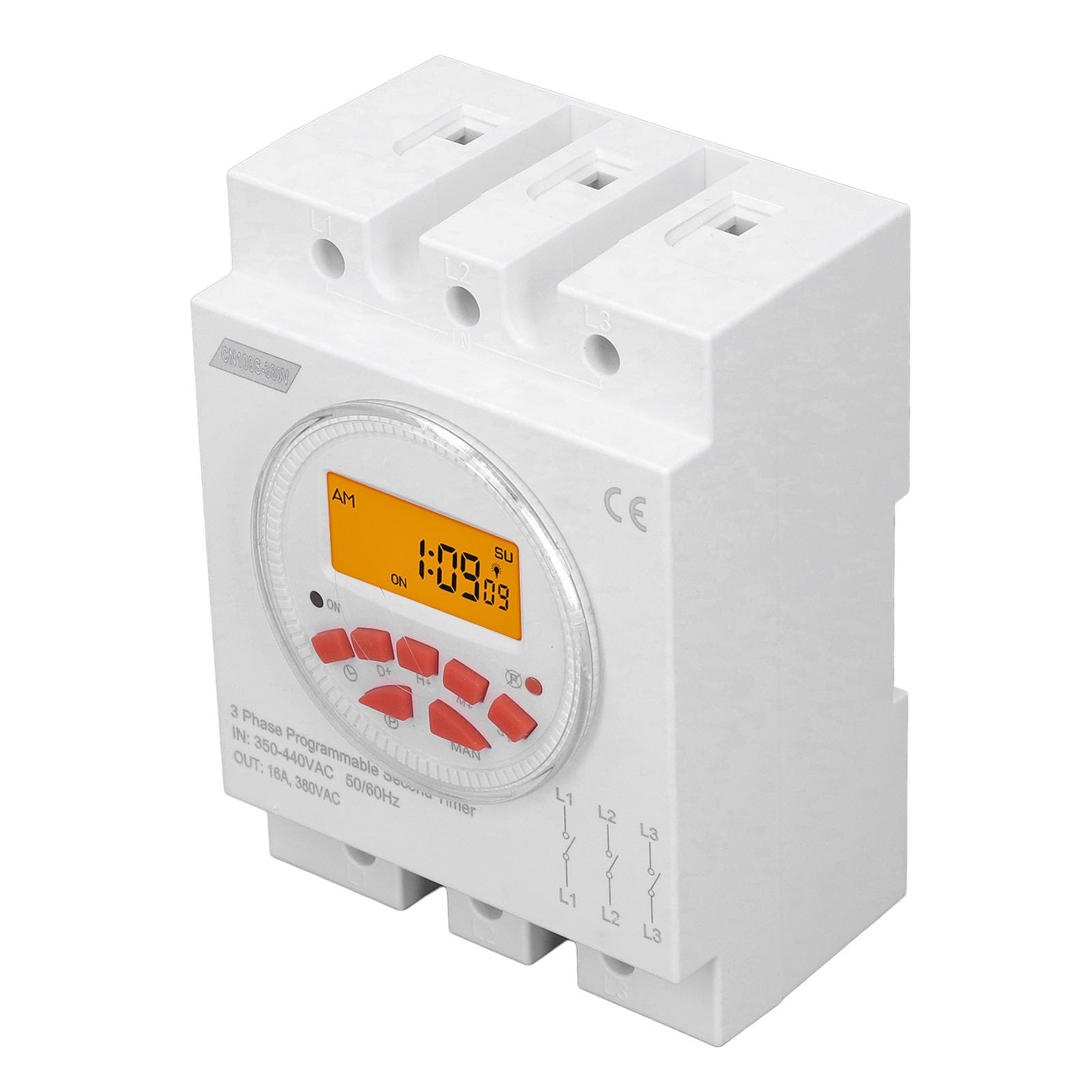 Interruptor Temporizador de Alimentación de Control Programable Trifásico Fácil de Usar con BateríA de Respaldo, para Puertas Automáticas de Gallinero, Resistencia de 16 A de Capacidad