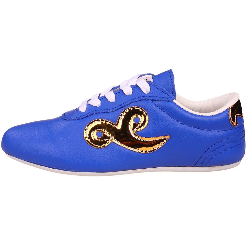 Blue Leather Golden Cloud Wushu Shoes for Chinese Kung Fu