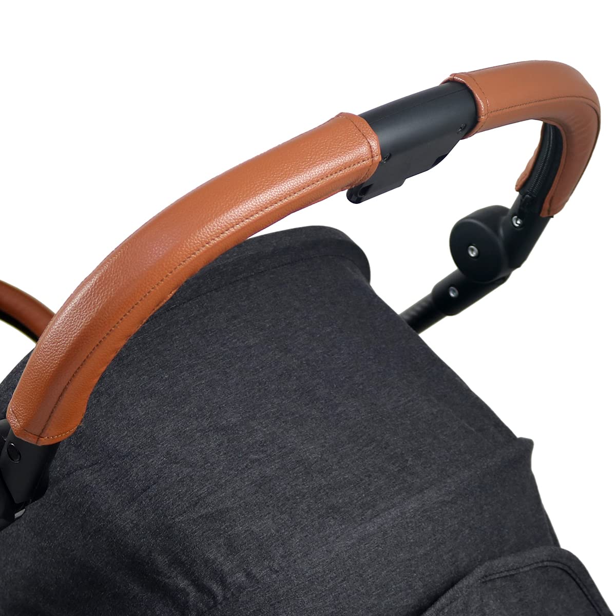 Copertura per maniglia in pelle ecologica in poliuretano, compatibile con passeggino Cybex Melio Carbon, custodia paraurti per passeggino, accessorio per passeggino (per maniglia mamma, marrone)