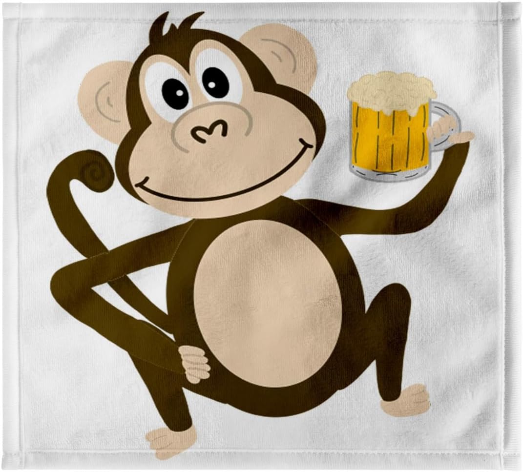 3dRose Silly Cool Monkey Drinking Beer Out of a Mug 22x30 Bath Hand Pool Towel