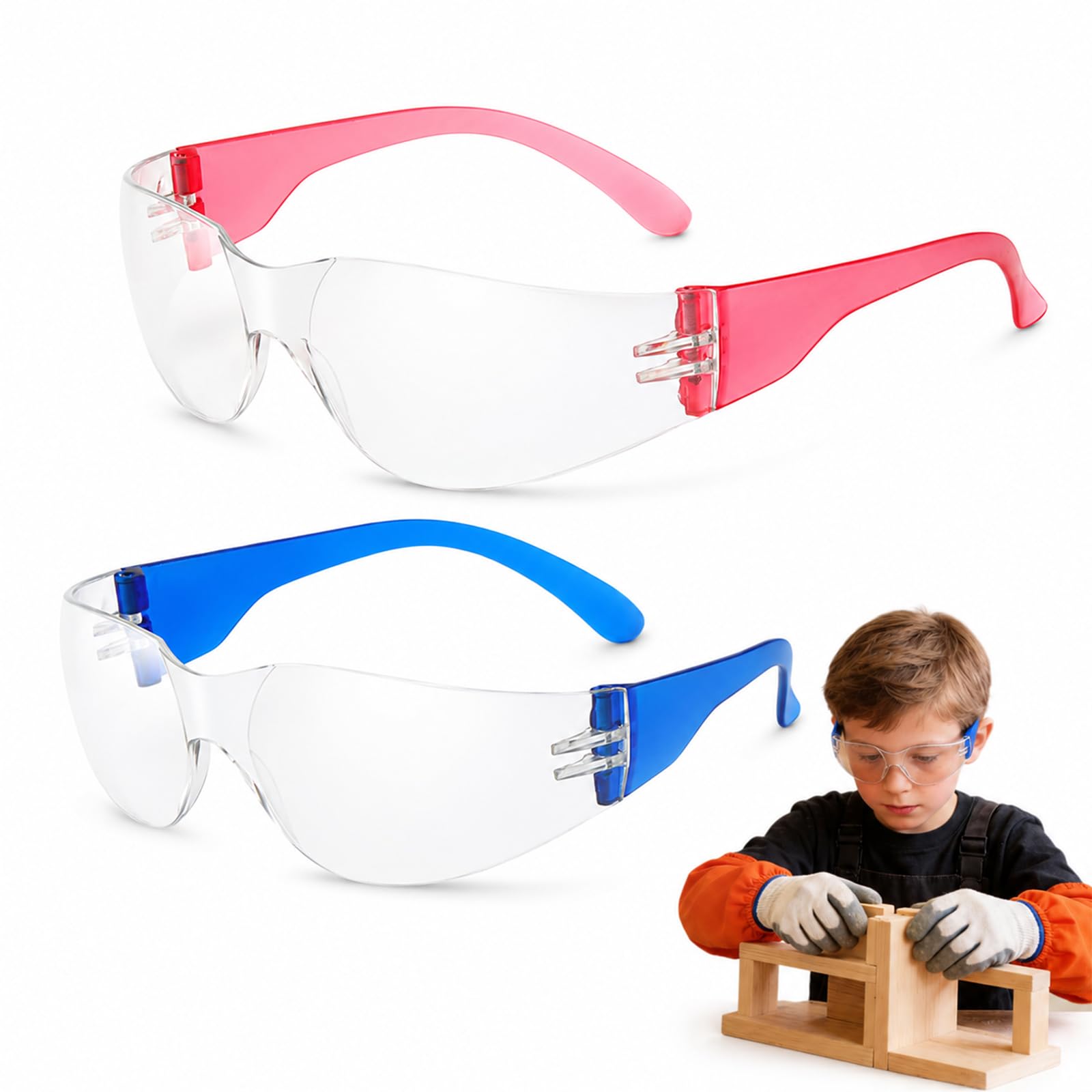 UMEGMBX 2 Pack Kids Safety Goggles, Anti-Fog Adjustable Children's Protective Glasses for Science Lab Woodworking, Anti-Splash Windproof Eye Protection