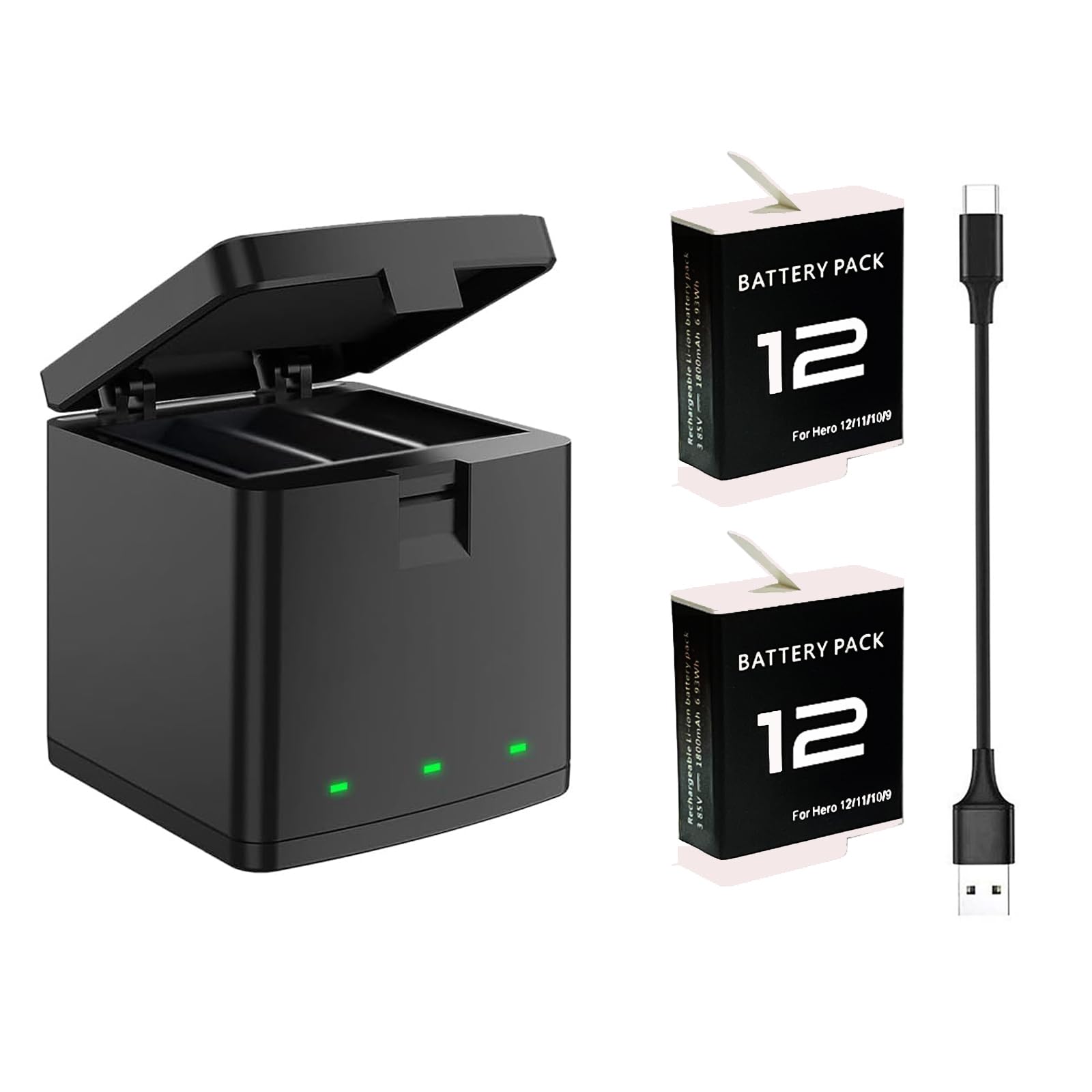 Amazon.com : Battery for GoPro Hero 12 Black 3 Channel Dual 